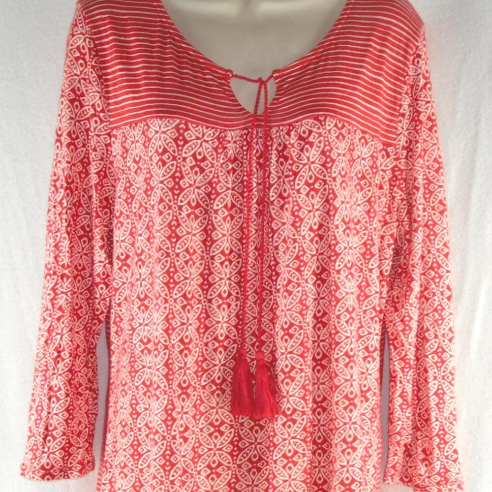 LUCKY BRAND top sz L Cotton Modal knit Multi Print